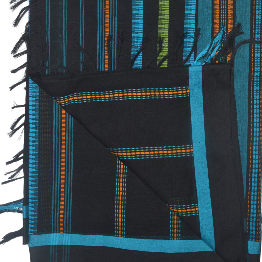 Black With Blue Woven Border Saree