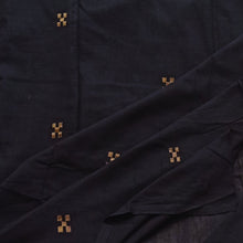 Load image into Gallery viewer, Black With Golden Zari Jamdani Motif Fabric
