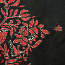 Load image into Gallery viewer, Black With Red Kantha Stitched Saree
