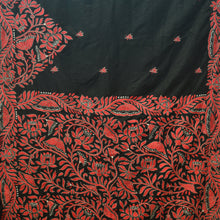 Load image into Gallery viewer, Black With Red Kantha Stitched Saree
