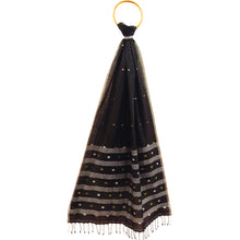 Load image into Gallery viewer, Black With White Jamdani Motif Stole
