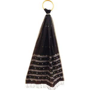 Black With White Jamdani Motif Stole
