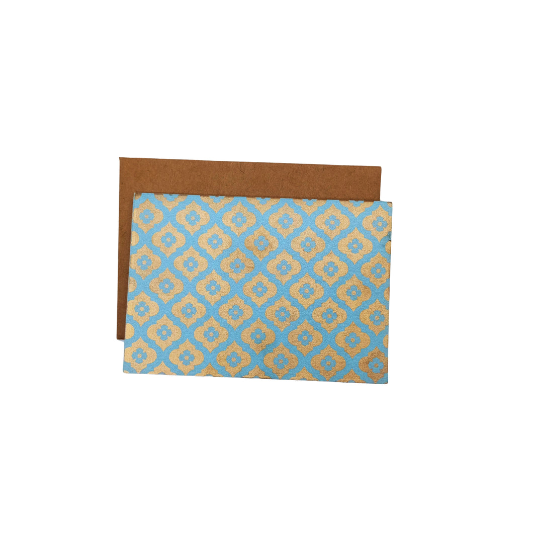Blue Flower Printed Greeting Card With Envelope