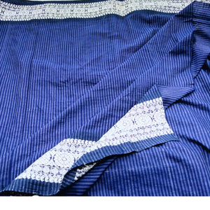 Blue & White Stripes Woven Border Fabric