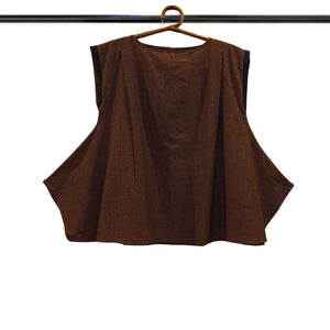 Brown Border Cap Sleeve Top