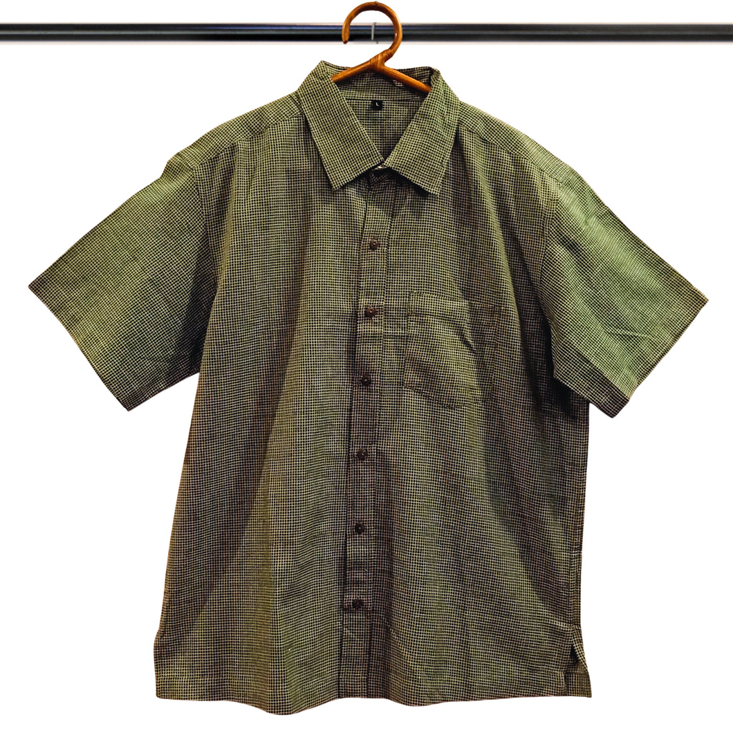 Cotton Pista Green With White Checks Shirt