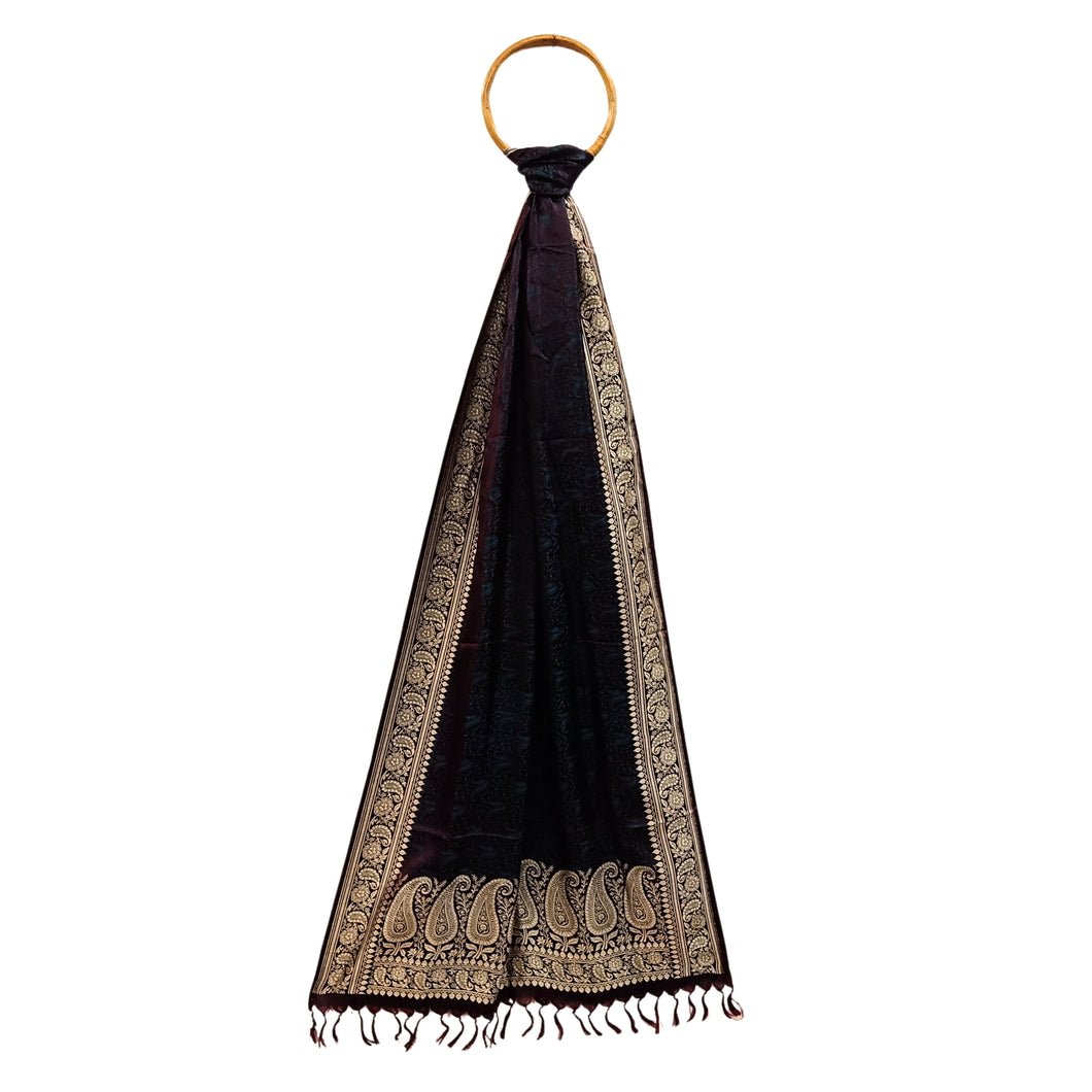 Dark Maroon Benarasi Silk Stole