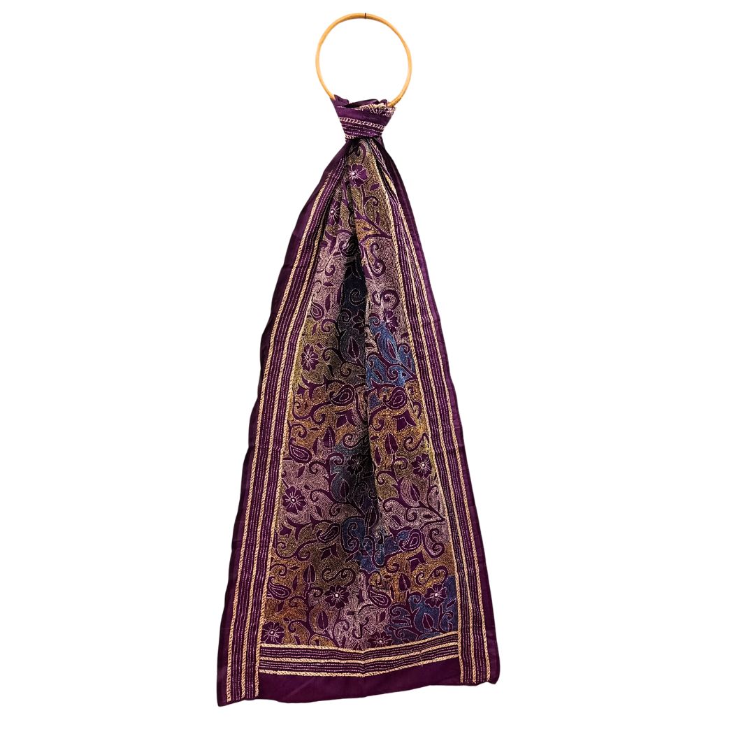 Dark Maroon Colour Base Kantha Stitched Stole