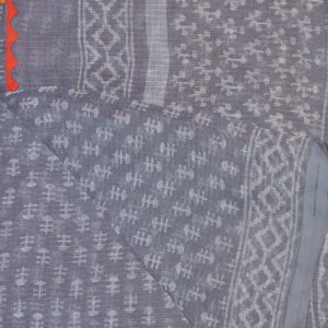 Deep Grey With White Printed Kota Saree