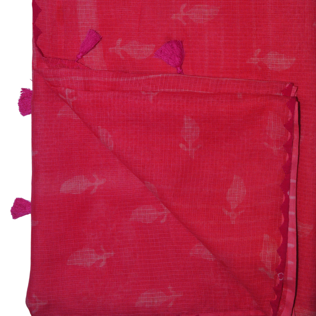 Deep Pink With White Printed Kota Sarre