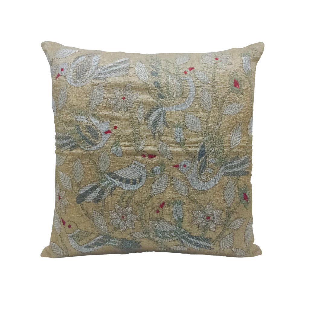 Dove & Flower Design Cushion Cover