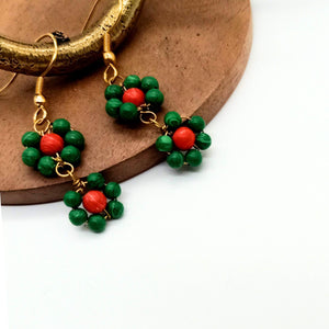Green & Orange Beads Earring