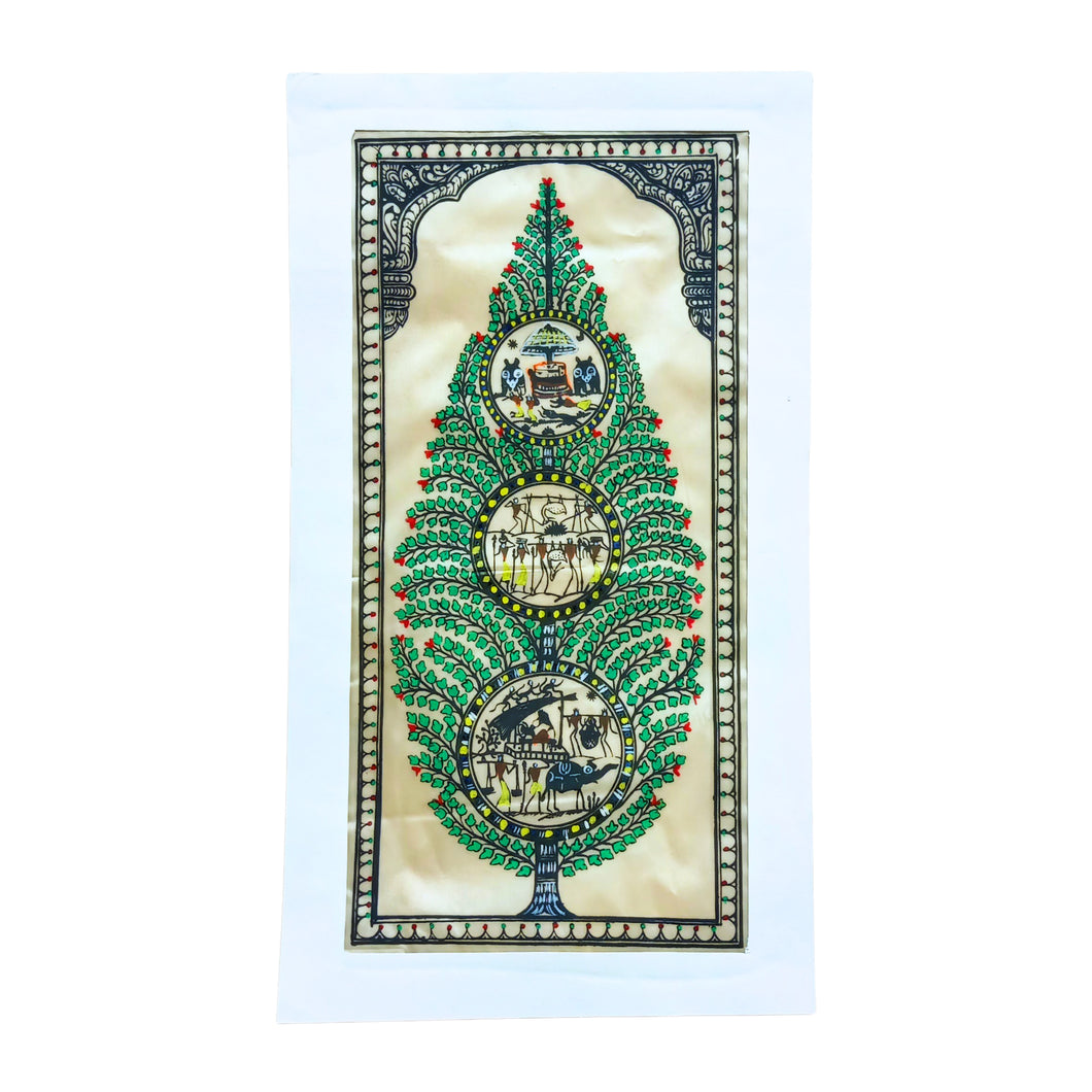 Green Tree Of Life Warli Design Wall Hanging