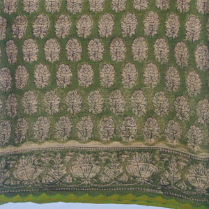 Green With White Printed Kota Saree