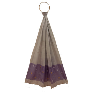 Grey & Purple Jamdani Motif Dupatta