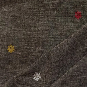 Grey With Multicolour Jamdani Motif Fabric