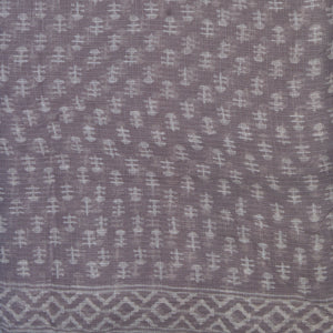 Grey With White Printed Kota Saree