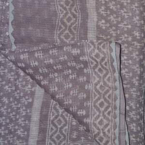 Grey With White Printed Kota Saree