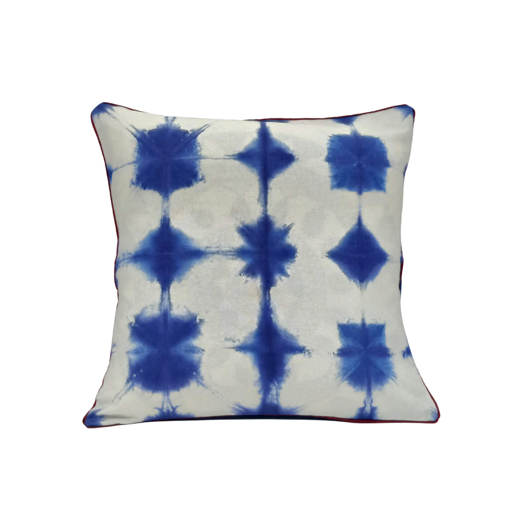 Indigo Geometric Design Clamp Shibori Cushion Cover