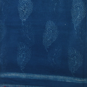 Indigo With White Printed Kota Saree
