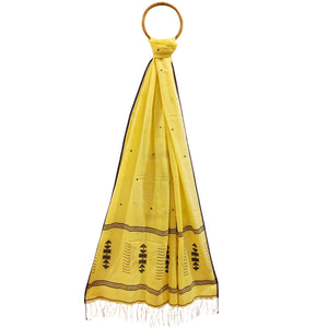 Light Yellow With Black Jamdani Motif Stole