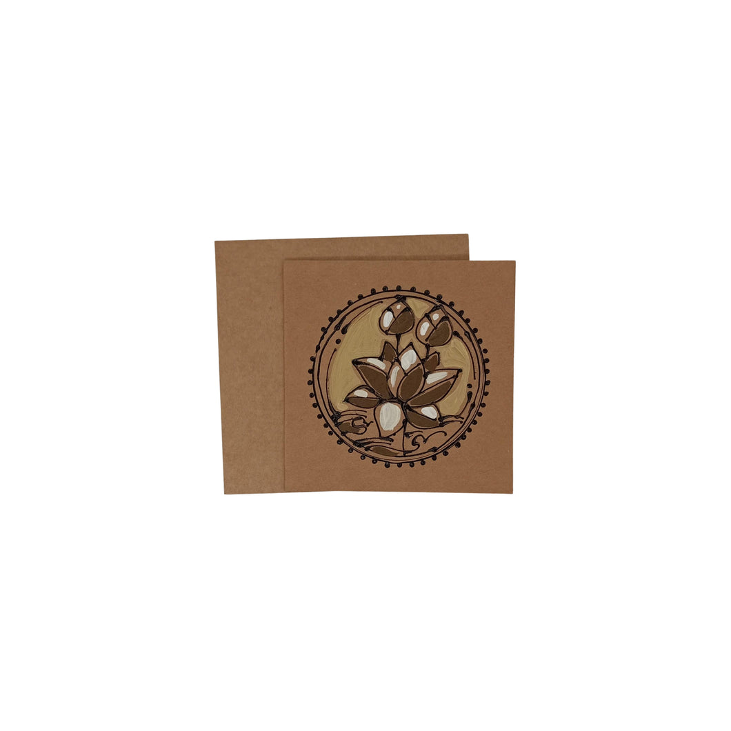 Lotus Circle Design Greeting Card With Envelope