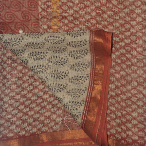 Maroon Border With Black Printed Kota Saree