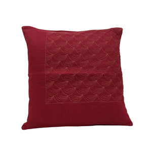 Maroon Feather Design Cushion Cover