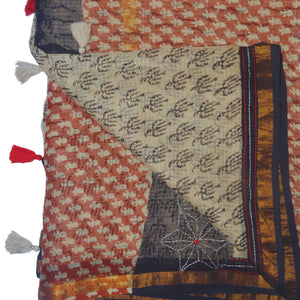 Maroon With Black Kantha Border Kota Saree