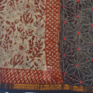 Maroon With Black Zari Border Kota Saree