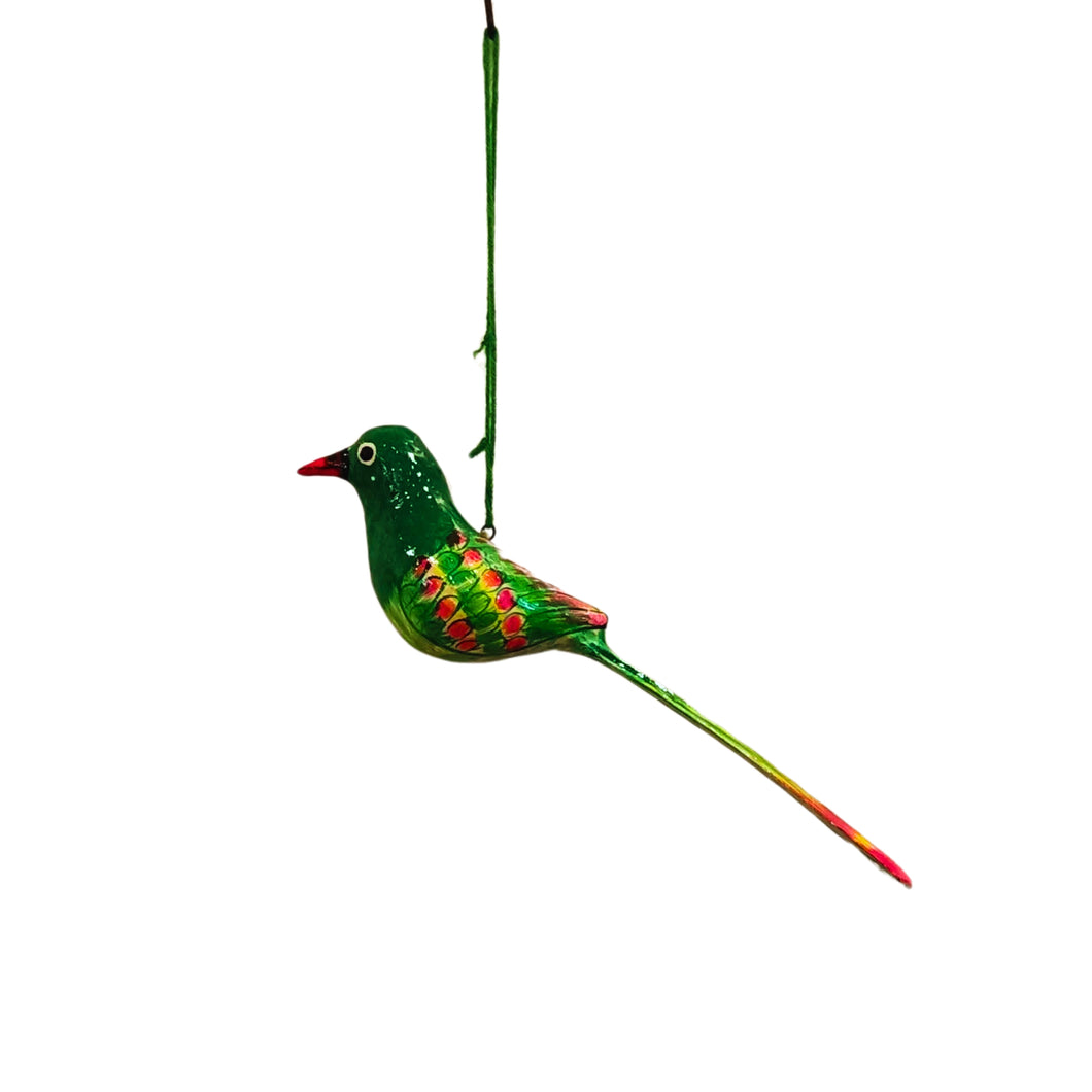 Medium Deep Green & Orange Bird Hanging