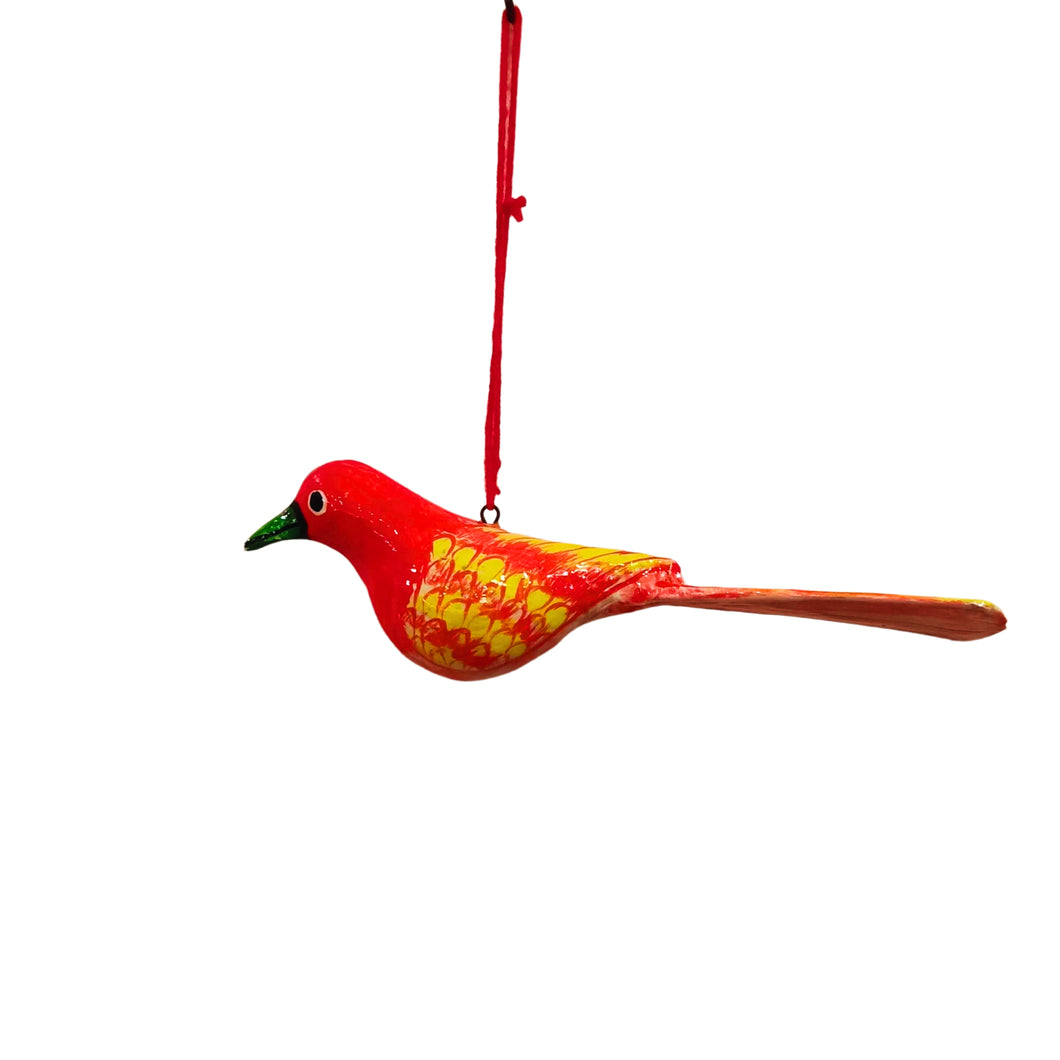 Medium Orange & White Bird Hanging