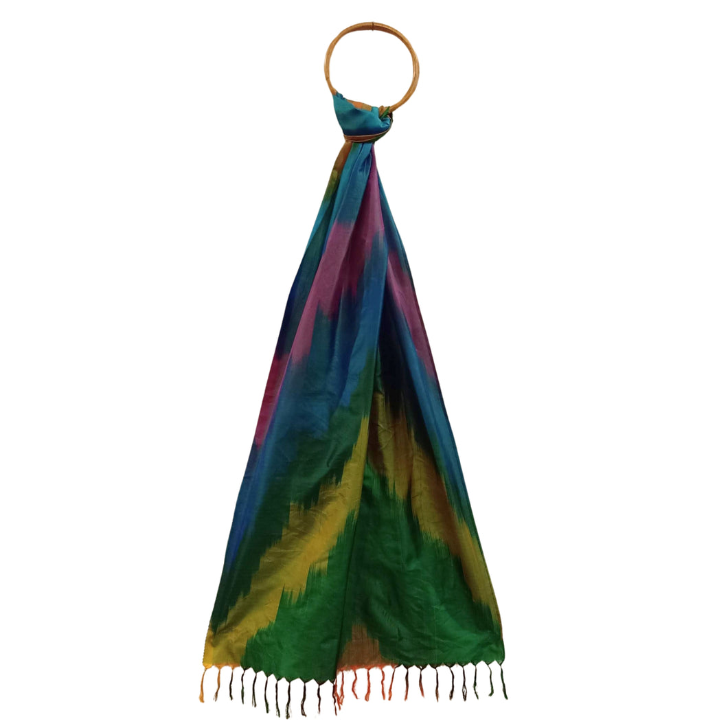 Multi Coloured Stripes Benarasi Silk Stole