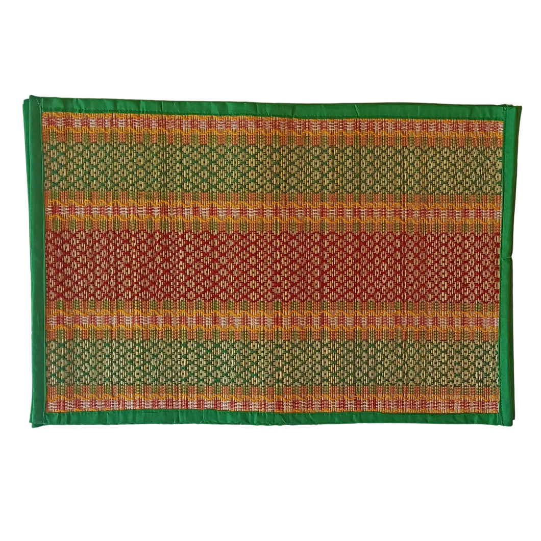 Multicolour Green Border Table Mat-Set Of 6Pcs