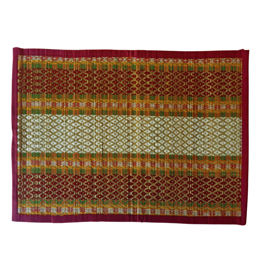 Multicolour Red Border Table Mat-Set Of 6Pcs