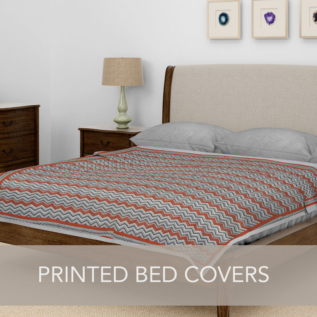 Multicolour Zig Zag Printed Bedcover