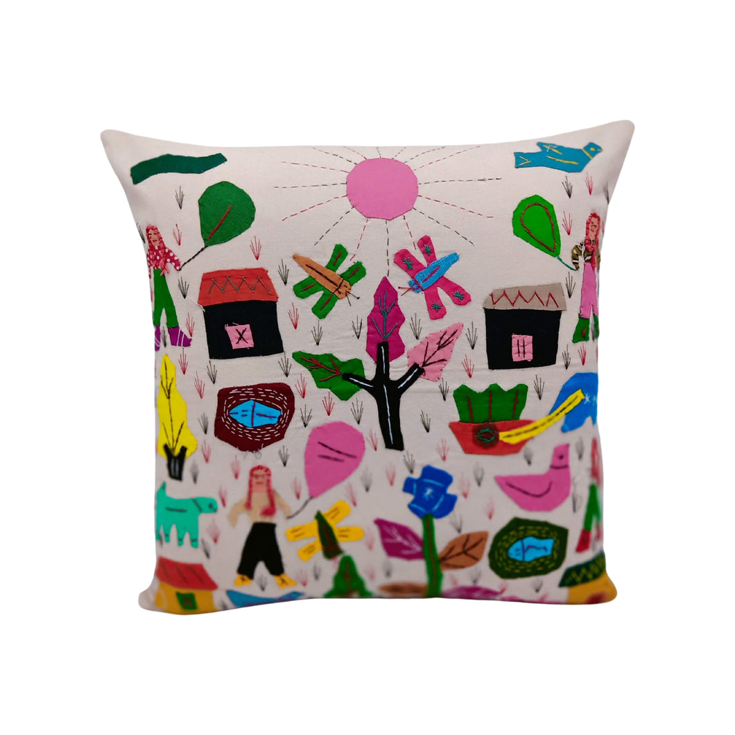 Multicoloured Applique Cushion Cover