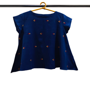 Navy BlueJamdani Motif Flare Top