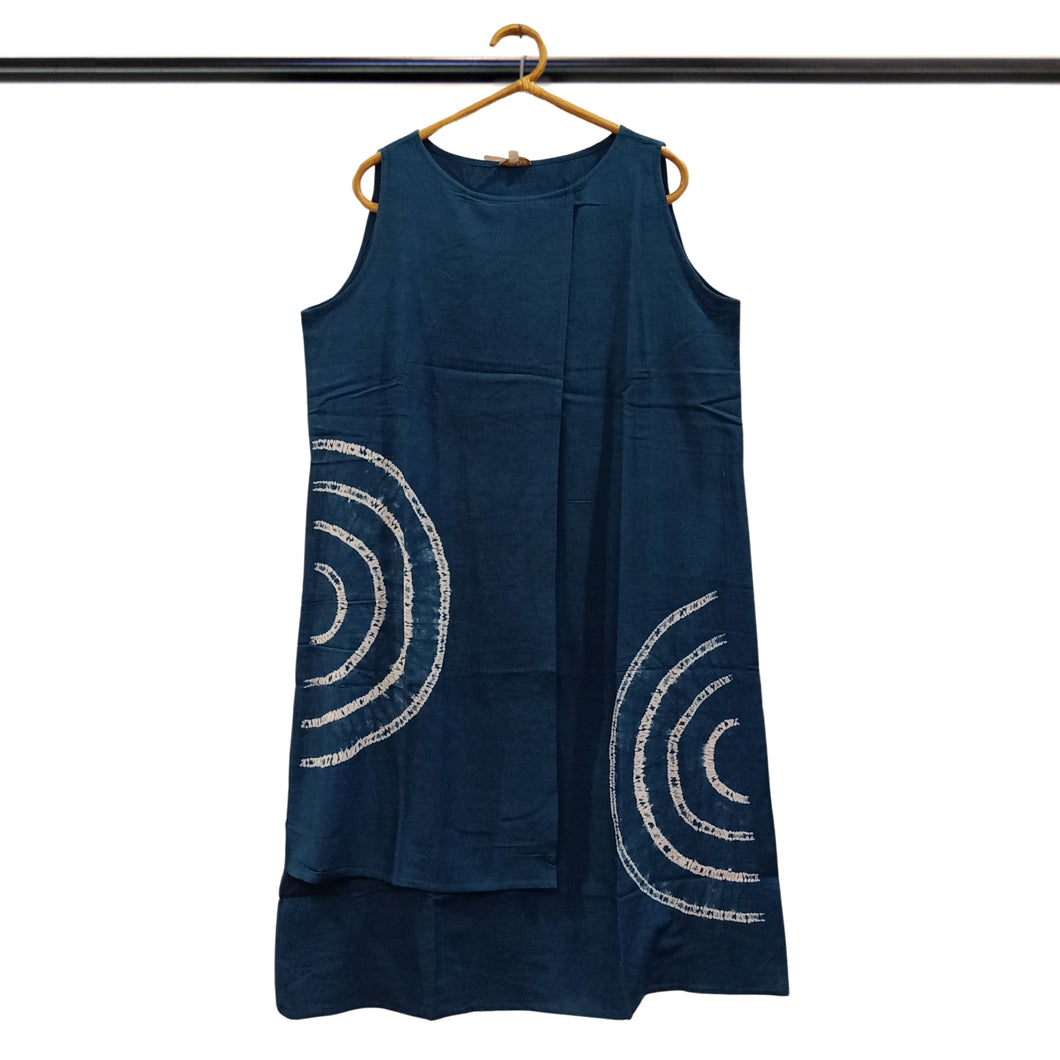 Navy Blue Shibori Sleeveless Dress