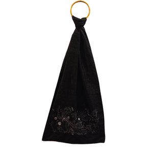 Navy Blue & Black Silk Reversible Stole