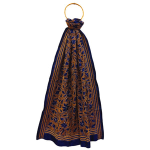 Navy Blue Kantha Stitched Dupatta