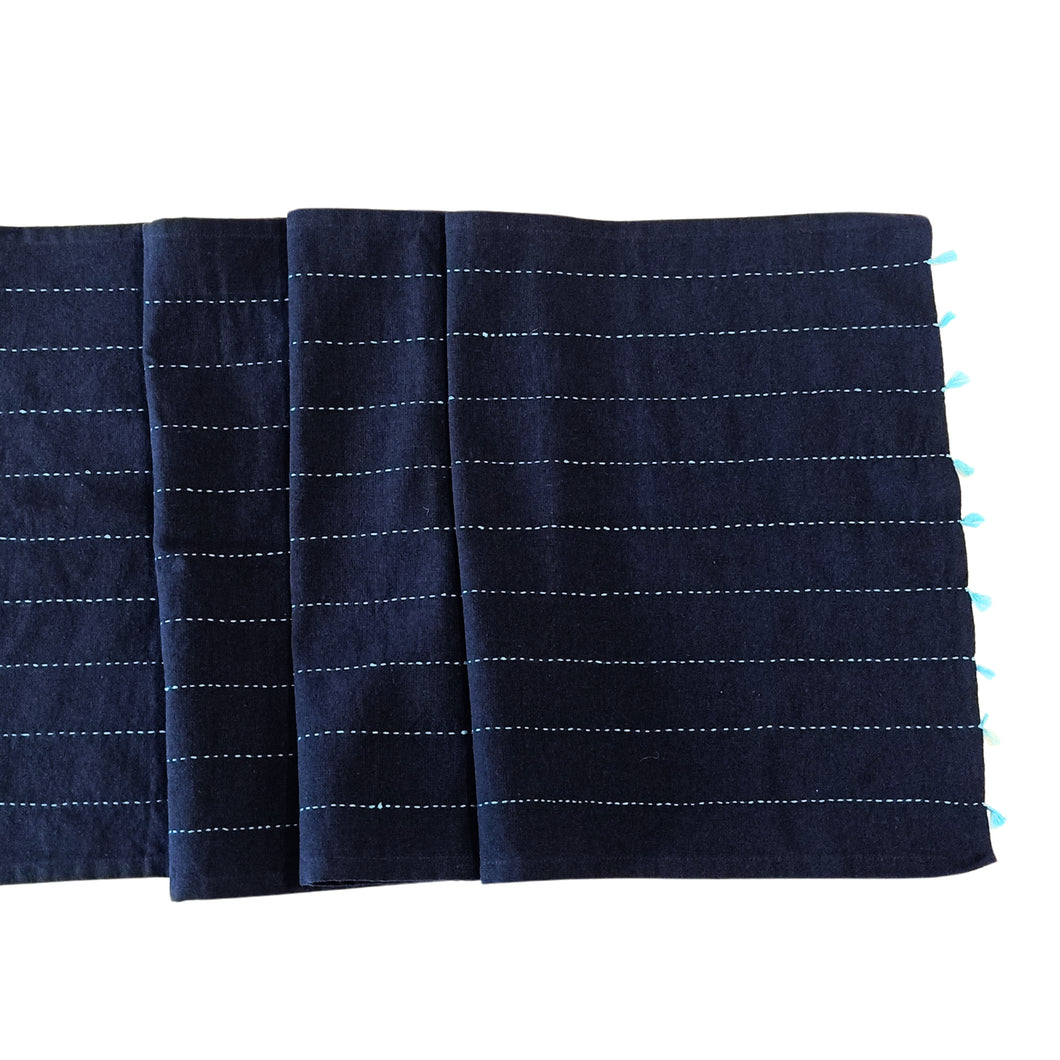 Navy Blue Run Stitched Table Runner