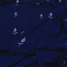 Load image into Gallery viewer, Navy Blue With White Jamdani Leaf Motif Fabric
