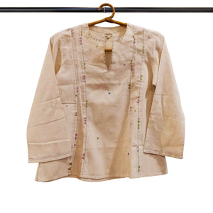 Off White Embroidery Panel Top