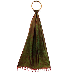 Olive Green Coloured Benarasi Silk Stole