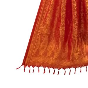 Orange Coloured Benarasi Silk Stole