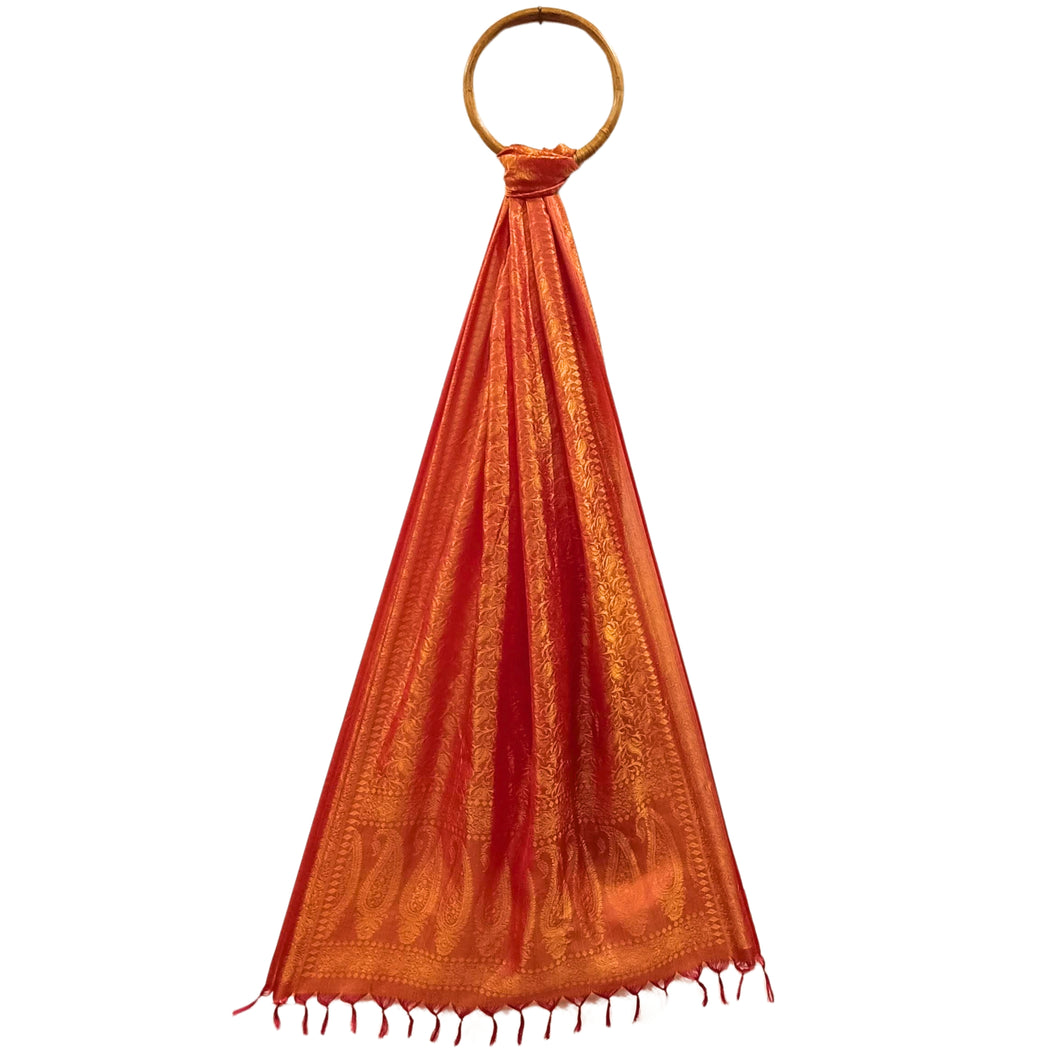 Orange Coloured Benarasi Silk Stole