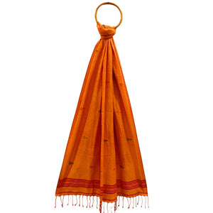 Orange With Multicolour Jamdani Motif Stole