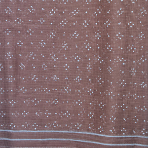 Peach With White Printed Kota Saree