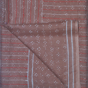 Peach With White Printed Kota Saree